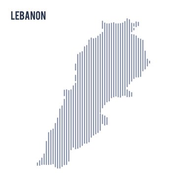 Vektör soyut taranmış Lübnan Haritası üzerinde beyaz bir arka plan izole dikey çizgiler ile.