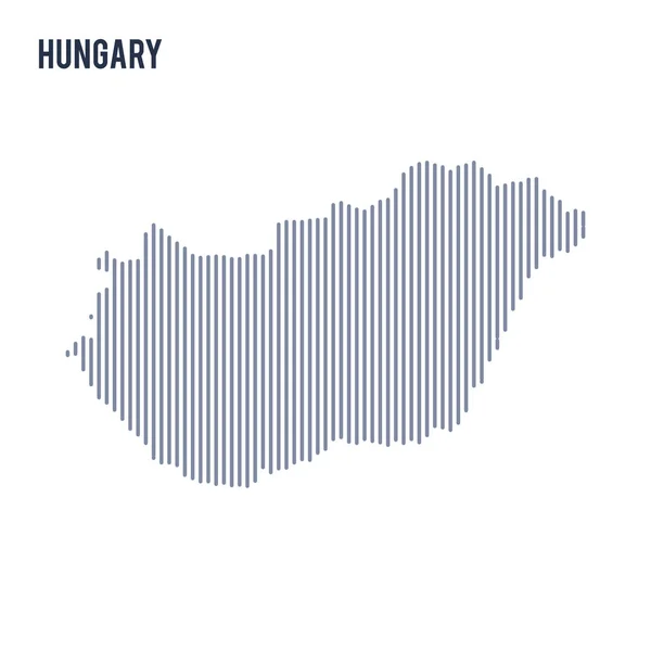 Klekket kart over Ungarn med vertikale linjer isolert på hvit bakgrunn . – stockvektor