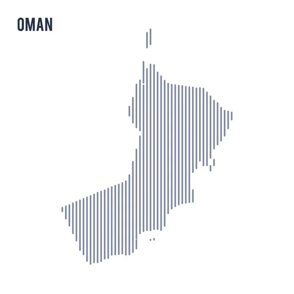 Vector abstrakt kläckta karta över Oman med vertikala linjer isolerad på en vit bakgrund. — Stock vektor
