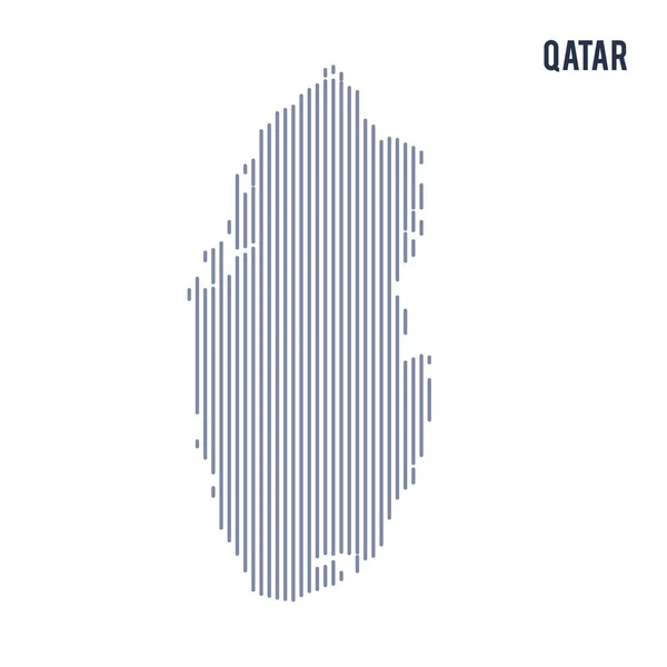 Vector abstrakt kläckta karta över Qatar med vertikala linjer isolerad på en vit bakgrund. — Stock vektor