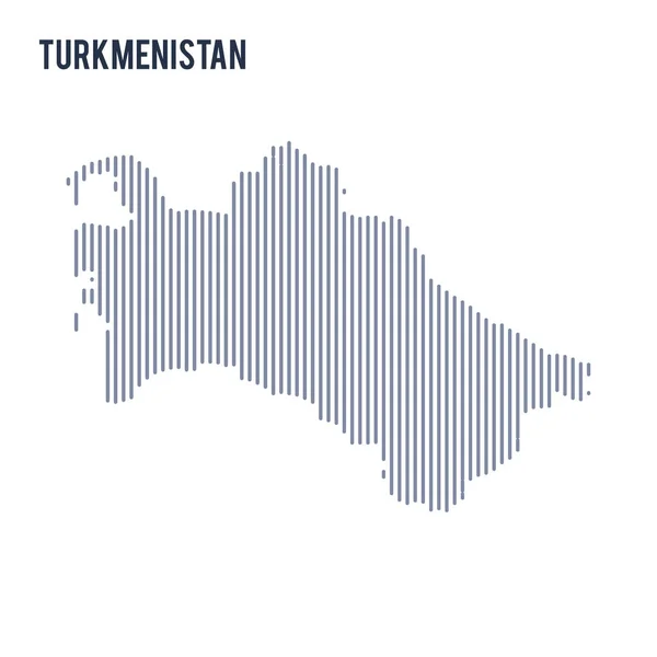 Vektör soyut taranmış Haritası Türkmenistan beyaz bir arka plan üzerinde izole dikey çizgiler ile. — Stok Vektör