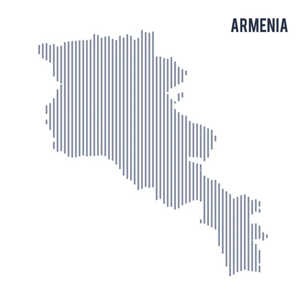 Vektör soyut taranmış harita Ermenistan'ın beyaz bir arka plan üzerinde izole dikey çizgiler ile. — Stok Vektör