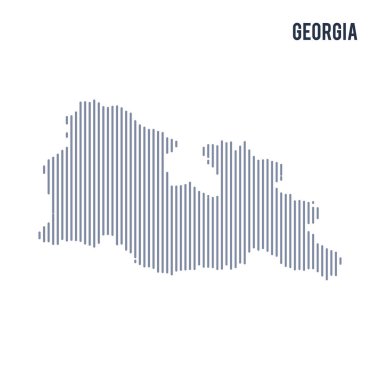 Vektör soyut taranmış Gürcistan Haritası üzerinde beyaz bir arka plan izole dikey çizgiler ile.