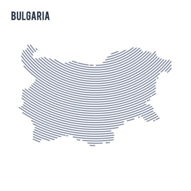 Vektör soyut taranmış Bulgaristan Haritası ile beyaz bir arka plan üzerinde izole eğri çizgiler.