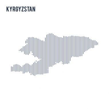 Vektör soyut taranmış Kırgızistan haritası üzerinde beyaz bir arka plan izole dikey çizgiler ile.