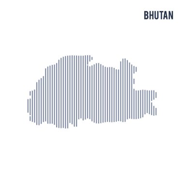Vektör soyut taranmış Bhutan Haritası üzerinde beyaz bir arka plan izole dikey çizgiler ile.