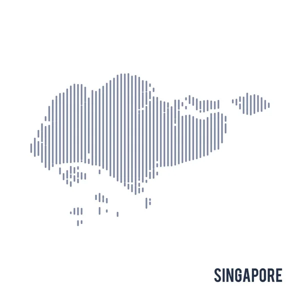 Mapa eclodido abstrato de vetor de Singapura com linhas verticais isoladas em um fundo branco . — Vetor de Stock