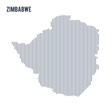 Vektör soyut taranmış Zimbabve Haritası üzerinde beyaz bir arka plan izole dikey çizgiler ile.