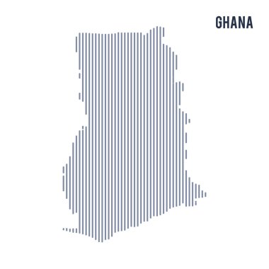 Vektör soyut taranmış Gana Haritası üzerinde beyaz bir arka plan izole dikey çizgiler ile.