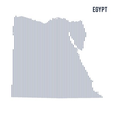 Vektör soyut taranmış Mısır Haritası üzerinde beyaz bir arka plan izole dikey çizgiler ile.