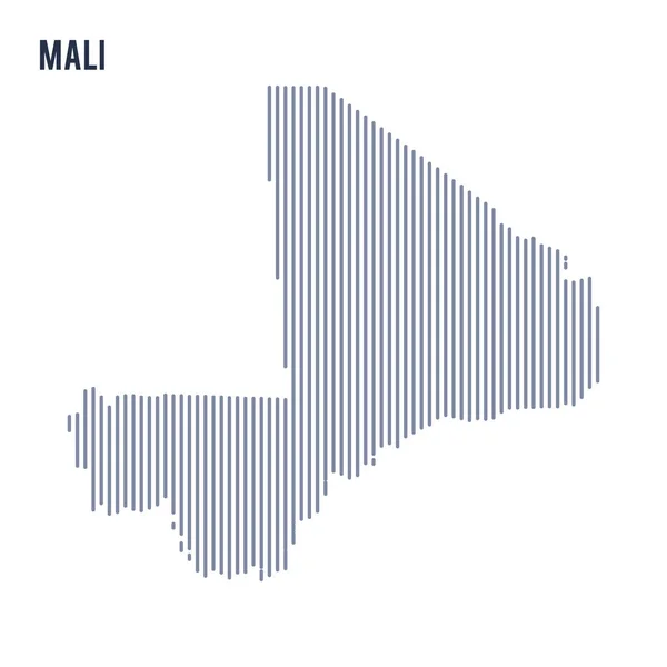 Vektor abstrakte schraffierte Karte von Mali mit vertikalen Linien auf weißem Hintergrund. — Stockvektor