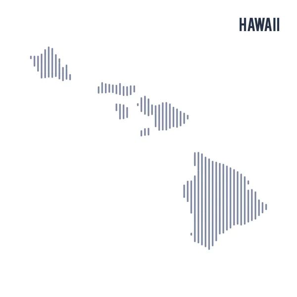 Carta tratteggiata astratta vettoriale dello Stato delle Hawaii con linee verticali isolate su sfondo bianco . — Vettoriale Stock