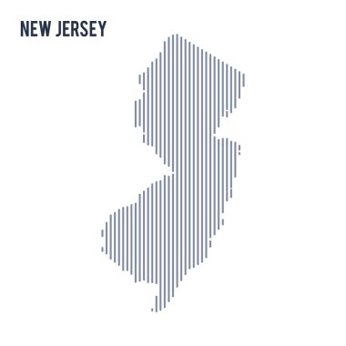 Vektör soyut taranmış harita New Jersey eyalet, beyaz bir arka plan üzerinde izole dikey çizgiler ile.