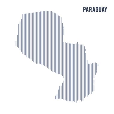 Vektör soyut taranmış Paraguay haritası üzerinde beyaz bir arka plan izole dikey çizgiler ile.