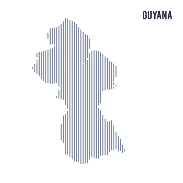 Αφηρημένη εκκολαφθεί χάρτη φορέα της Γουιάνας με κάθετες γραμμές που απομονώνονται σε λευκό φόντο. — Διανυσματικό Αρχείο