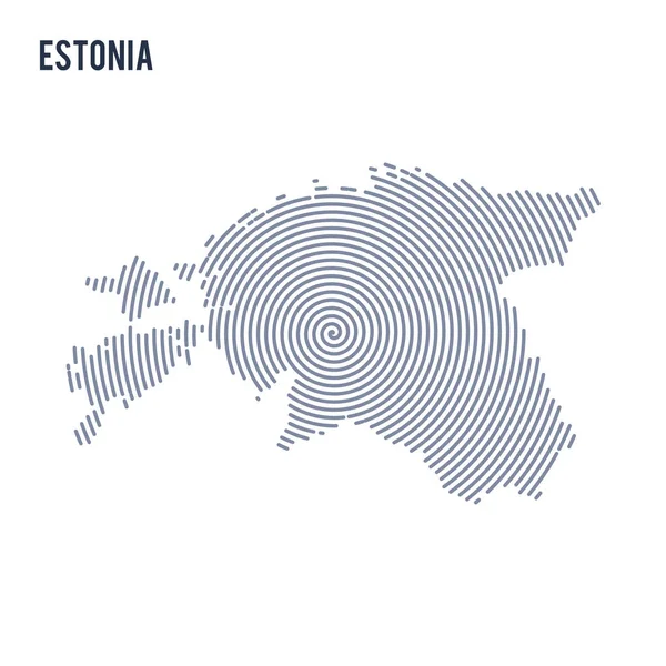 Vector abstracto eclosionado mapa de Estonia con líneas en espiral aisladas sobre un fondo blanco . — Vector de stock