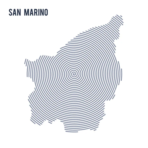 Vector abstracto eclosionada mapa de San Marino con líneas en espiral aisladas sobre un fondo blanco . — Vector de stock
