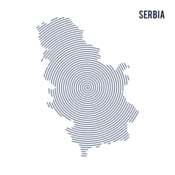 Vector abstracto eclosionado mapa de Serbia con líneas en espiral aisladas sobre un fondo blanco . — Archivo Imágenes Vectoriales