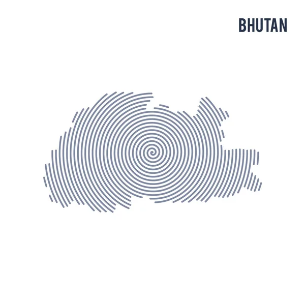 Vektör soyut taranmış Bhutan Haritası üzerinde beyaz bir arka plan izole spiral çizgili.