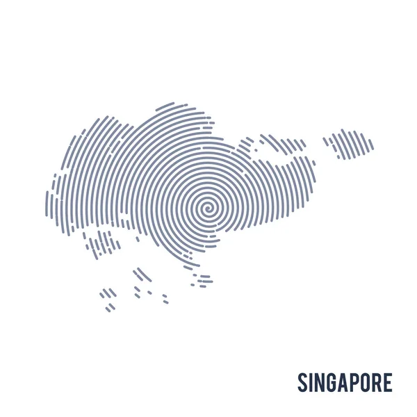 Carta tratteggiata astratta vettoriale di Singapore con linee a spirale isolate su sfondo bianco . — Vettoriale Stock