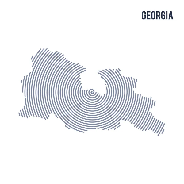 Vektor abstrakte schraffierte Karte von Georgien mit Spirallinien isoliert auf weißem Hintergrund. — Stockvektor