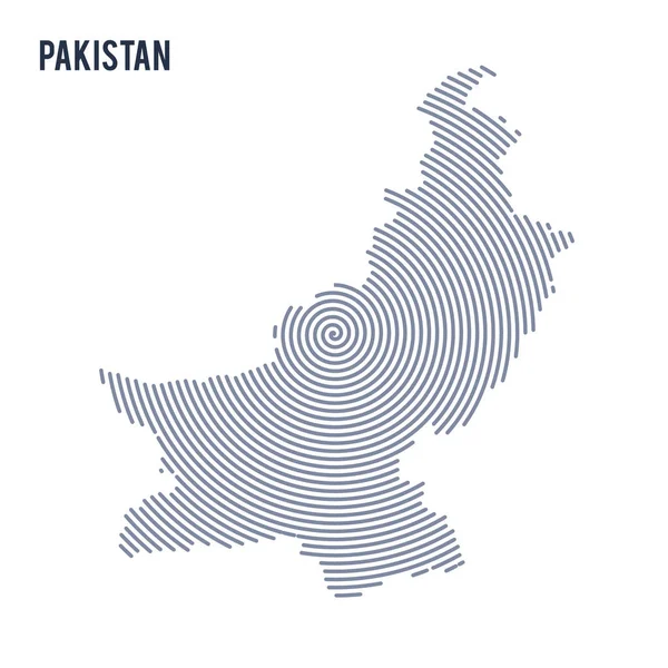 Vector abstrakt kläckta karta över Pakistan med spiral linjer isolerad på en vit bakgrund. — Stock vektor