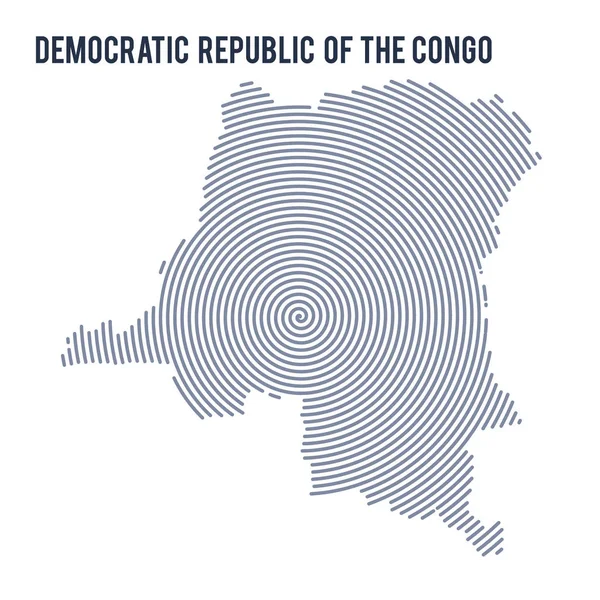 Beyaz bir arka plan üzerinde izole spiral çizgili Kongo Demokratik Cumhuriyeti vektör soyut taranmış Haritası.