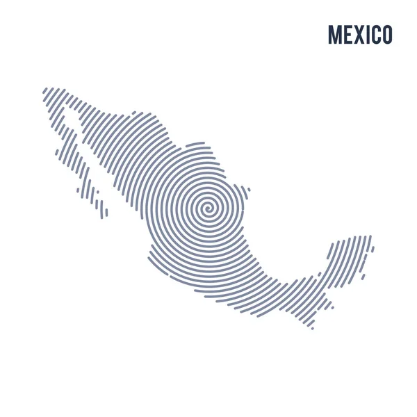 Mapa eclodido abstrato de vetor de México com linhas espirais isoladas em um fundo branco . — Vetor de Stock