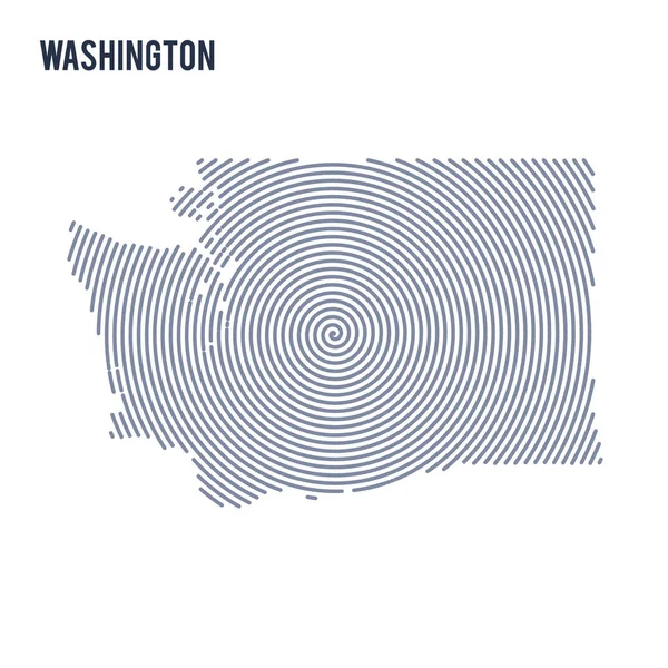 Vector abstracto eclosionó mapa del estado de Washington con líneas en espiral aisladas sobre un fondo blanco . — Vector de stock