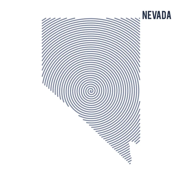 Vector abstracto eclosionado mapa del estado de Nevada con líneas en espiral aisladas sobre un fondo blanco . — Vector de stock