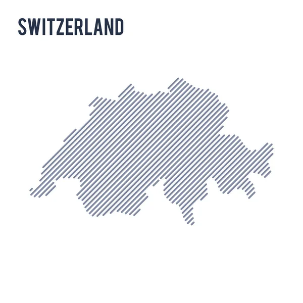 Vector abstracto eclosionado mapa de Suiza con líneas oblicuas aisladas sobre un fondo blanco . — Archivo Imágenes Vectoriales