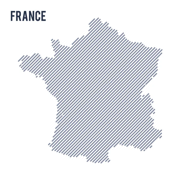 Vetor mapa eclodido abstrato de França com linhas oblíquas isoladas sobre um fundo branco . — Vetor de Stock