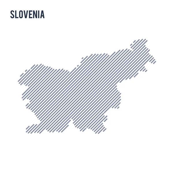 Vector abstract hatched map of Slovenia with oblique lines isolated on a white background. — Stock Vector