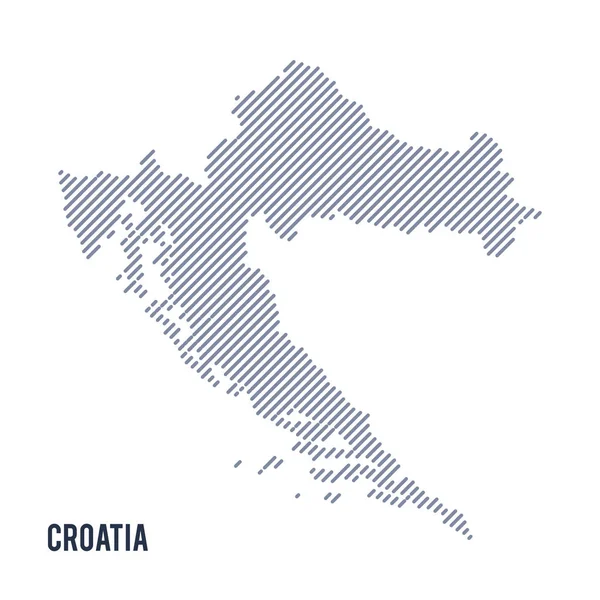 Vektör soyut taranmış harita Hırvatistan eğik çizgili beyaz bir arka plan üzerinde izole.