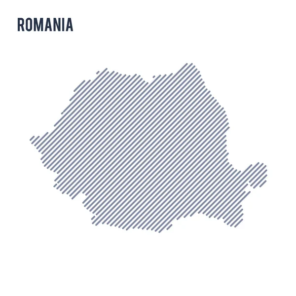 Διάνυσμα αφηρημένη εκκολαφθεί χάρτη της Ρουμανίας με τεθλασμένες γραμμές που απομονώνονται σε λευκό φόντο. — Διανυσματικό Αρχείο