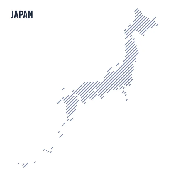 Carte hachurée abstraite vectorielle du Japon avec des lignes obliques isolées sur un fond blanc . — Image vectorielle