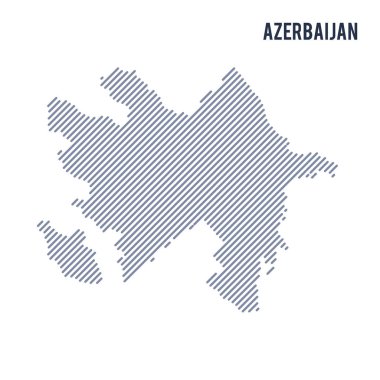 Vektör soyut taranmış Azerbaycan Haritası eğik çizgili beyaz bir arka plan üzerinde izole. Seyahat vektör çizim.