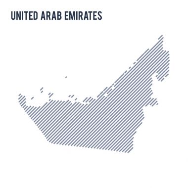 Vektör soyut taranmış harita Birleşik Arap Emirlikleri eğik çizgili beyaz bir arka plan üzerinde izole. Seyahat vektör çizim.