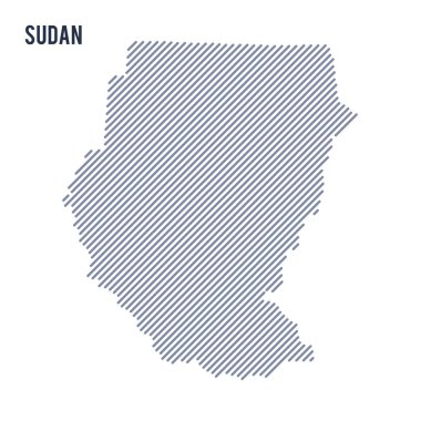 Vektör soyut taranmış Sudan Haritası eğik çizgili beyaz bir arka plan üzerinde izole. Seyahat vektör çizim.