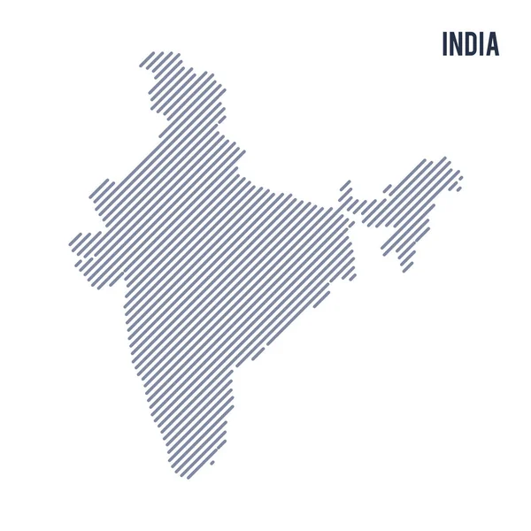 Vektör soyut taranmış Hindistan Haritası eğik çizgili beyaz bir arka plan üzerinde izole. Seyahat vektör çizim.