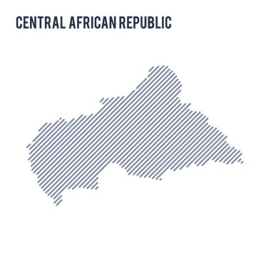 Vektör soyut taranmış harita Orta Afrika Cumhuriyeti eğik çizgili beyaz bir arka plan üzerinde izole. Seyahat vektör çizim.