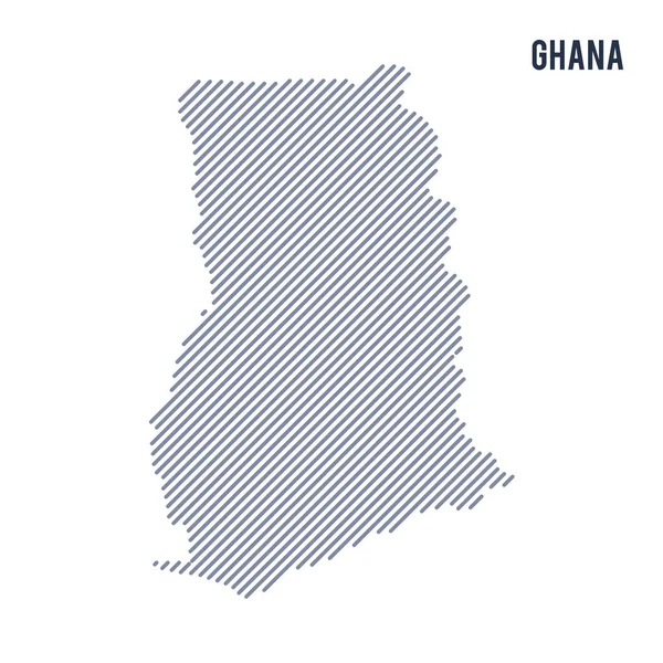 Vektör soyut taranmış Gana Haritası eğik çizgili beyaz bir arka plan üzerinde izole. Seyahat vektör çizim.