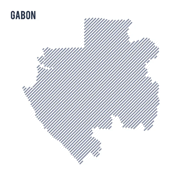 Vektör soyut taranmış Gabon Haritası eğik çizgili beyaz bir arka plan üzerinde izole. Seyahat vektör çizim.