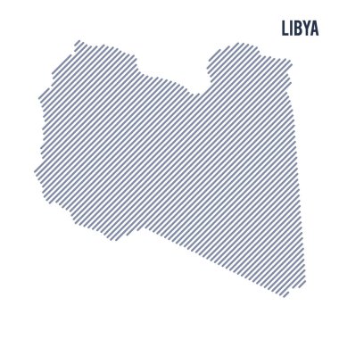 Vektör soyut taranmış Libya Haritası eğik çizgili beyaz bir arka plan üzerinde izole. Seyahat vektör çizim.