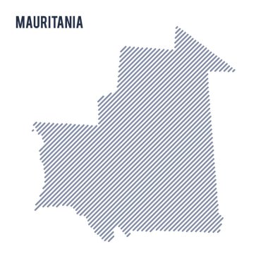 Vektör soyut taranmış Moritanya Haritası eğik çizgili beyaz bir arka plan üzerinde izole. Seyahat vektör çizim.