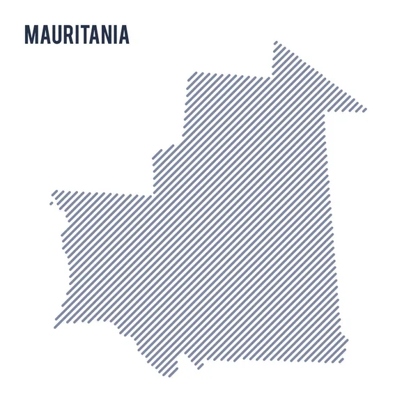 Vektör soyut taranmış Moritanya Haritası eğik çizgili beyaz bir arka plan üzerinde izole. Seyahat vektör çizim.