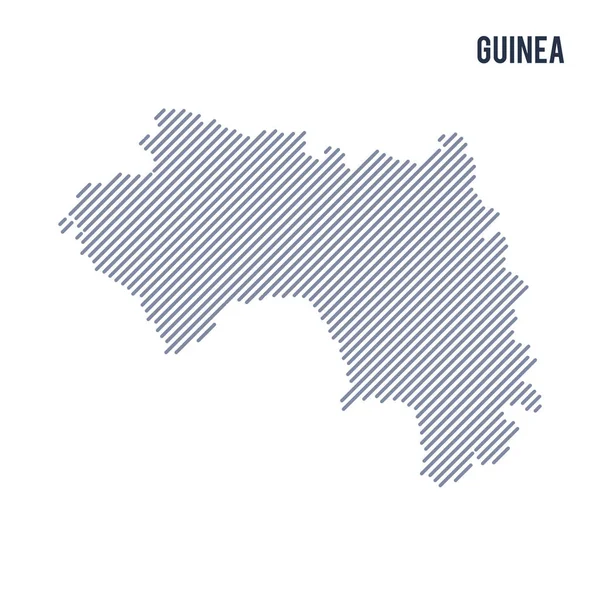 Vektör soyut taranmış Gine Haritası eğik çizgili beyaz bir arka plan üzerinde izole. Seyahat vektör çizim.
