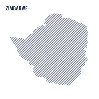 Vektör soyut taranmış Zimbabve Haritası eğik çizgili beyaz bir arka plan üzerinde izole. Seyahat vektör çizim.