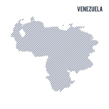 Vektör soyut taranmış harita Venezuela eğik çizgili beyaz bir arka plan üzerinde izole. Seyahat vektör çizim.