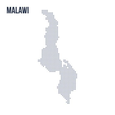 Vektör noktalı beyaz arka plan üzerinde izole Malavi Haritası. Seyahat vektör çizim